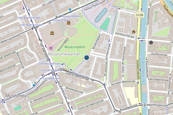 Politie-melding op Museumplein, Amsterdam op 5 augustus, kaart-overzicht