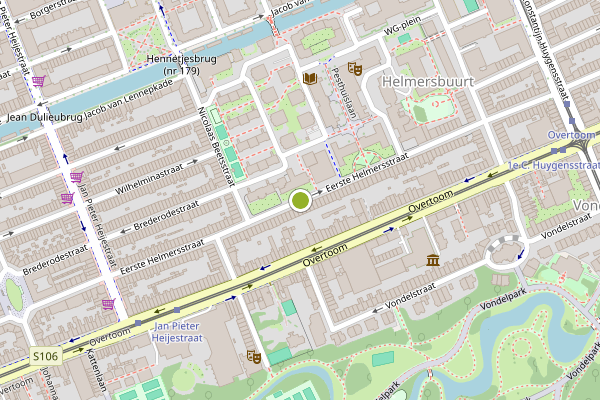Ambulance-melding op Eerste Helmersstraat, Amsterdam op 5 augustus, kaart-overzicht