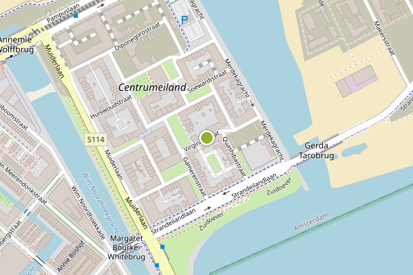 Ambulance-melding op Virginiastraat, Amsterdam op 5 augustus, kaart-overzicht