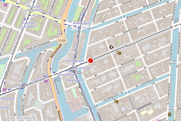 Brandweer-melding op Rozengracht, Amsterdam op 5 augustus, kaart-overzicht