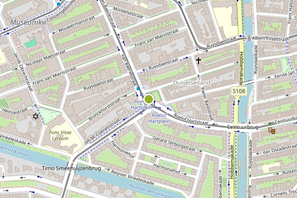 Ambulance-melding op Roelof Hartplein, Amsterdam op 5 augustus, kaart-overzicht