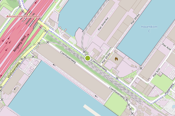 Ambulance-melding op Coenhavenweg, Amsterdam op 6 augustus, kaart-overzicht