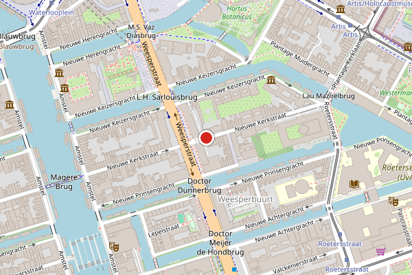 Brandweer-melding op Nieuwe Kerkstraat, Amsterdam op 6 augustus, kaart-overzicht