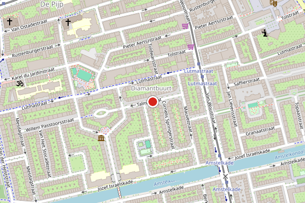 Brandweer-melding op Talmastraat, Amsterdam op 6 augustus, kaart-overzicht