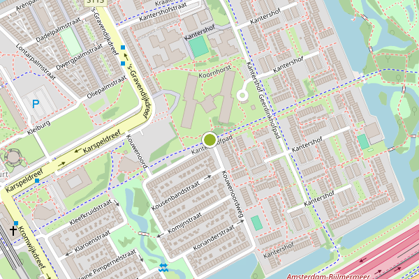 Ambulance-melding op Kantershofpad, Amsterdam op 20 mei, kaart-overzicht