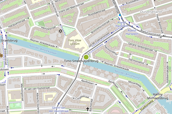 Ambulance-melding op Reijnier Vinkeleskade, Amsterdam op 6 augustus, kaart-overzicht
