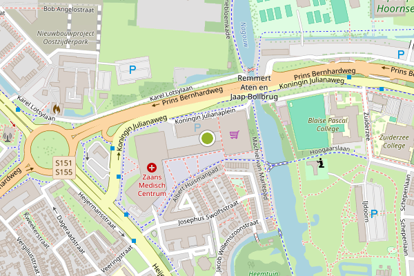 Ambulance-melding op Koningin Julianaplein, Zaandam op 6 augustus, kaart-overzicht