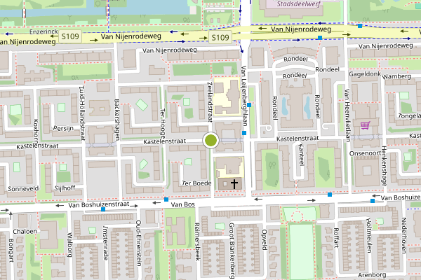 Ambulance-melding op Kastelenstraat, Amsterdam op 6 augustus, kaart-overzicht