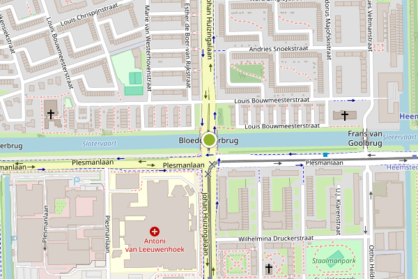 Ambulance-melding op Johan Huizingalaan, Amsterdam op 6 augustus, kaart-overzicht