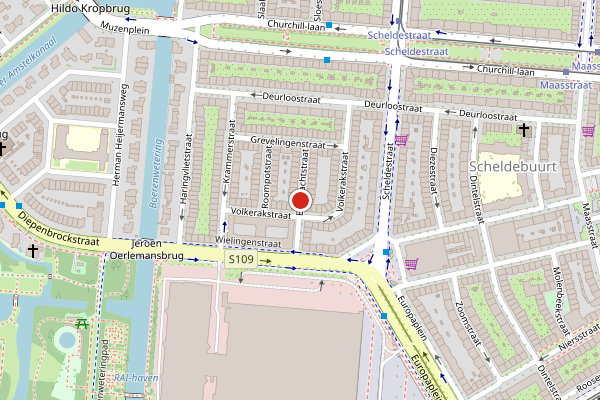 Brandweer-melding op Eendrachtstraat, Amsterdam op 6 augustus, kaart-overzicht