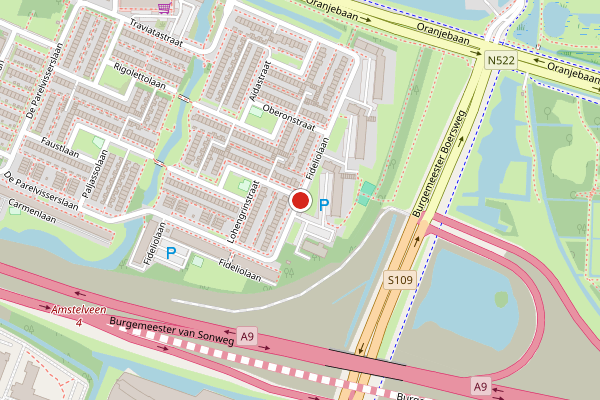 Brandweer-melding op Fideliolaan, Amstelveen op 6 augustus, kaart-overzicht