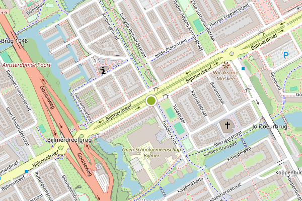 Ambulance-melding op Bijlmerdreef, Amsterdam op 6 augustus, kaart-overzicht