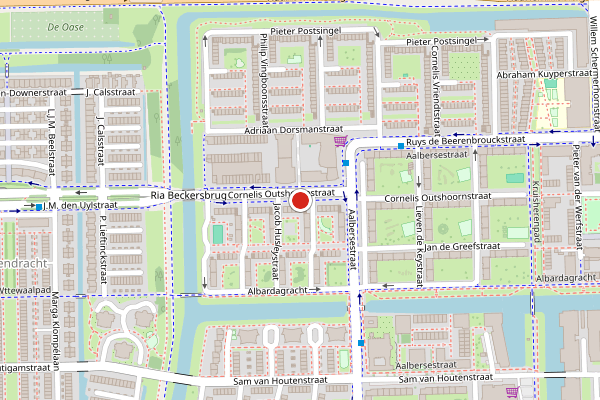 Brandweer-melding op Cornelis Outshoornstraat, Amsterdam op 6 augustus, kaart-overzicht