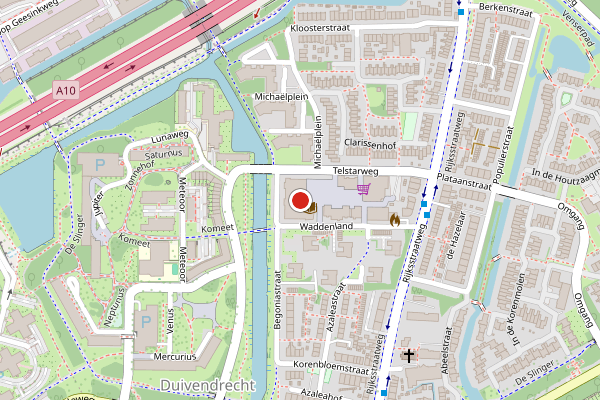 Brandweer-melding op Dorpsplein, Duivendrecht op 21 mei, kaart-overzicht