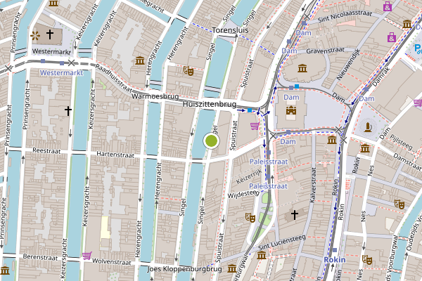 Ambulance-melding op Singel, Amsterdam op 6 augustus, kaart-overzicht