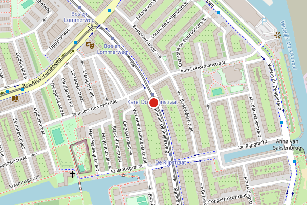 Brandweer-melding op Admiraal De Ruijterweg, Amsterdam op 6 augustus, kaart-overzicht