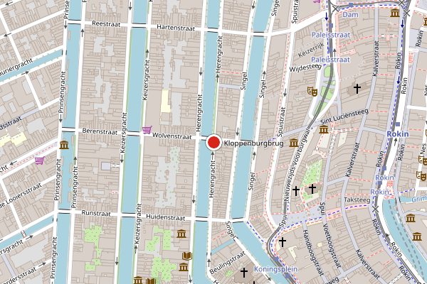 Brandweer-melding op Herengracht, Amsterdam op 6 augustus, kaart-overzicht