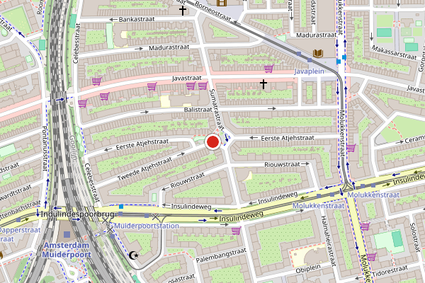 Brandweer-melding op Eerste Atjehstraat, Amsterdam op 6 augustus, kaart-overzicht