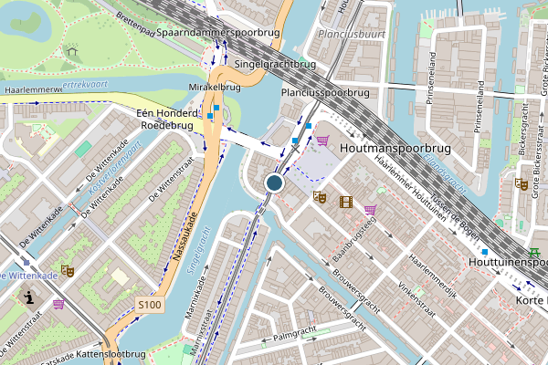 Politie-melding op Korte Marnixstraat, Amsterdam op 6 augustus, kaart-overzicht