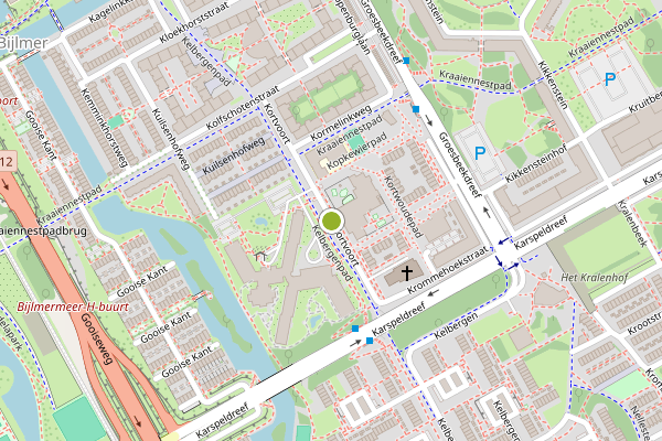 Ambulance-melding op Kortvoort, Amsterdam op 6 augustus, kaart-overzicht