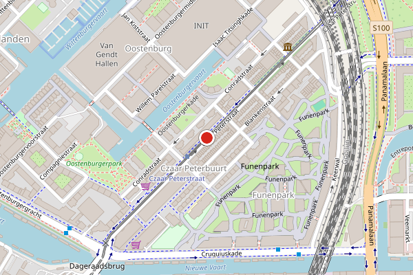 Brandweer-melding op Czaar Peterstraat, Amsterdam op 7 augustus, kaart-overzicht