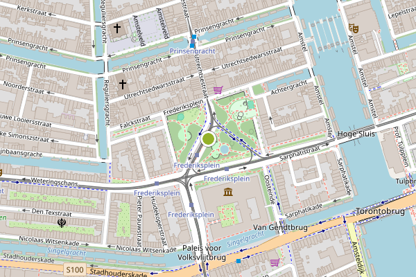 Ambulance-melding op Frederiksplein, Amsterdam op 7 augustus, kaart-overzicht