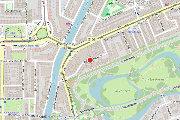 Brandweer-melding op Zocherstraat, Amsterdam op 7 augustus, kaart-overzicht