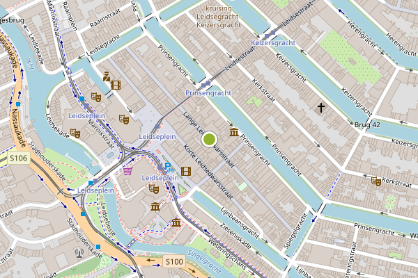 Ambulance-melding op Lange Leidsedwarsstraat, Amsterdam op 7 augustus, kaart-overzicht