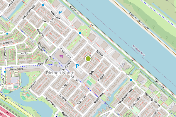 Ambulance-melding op Boeier, Diemen op 7 augustus, kaart-overzicht