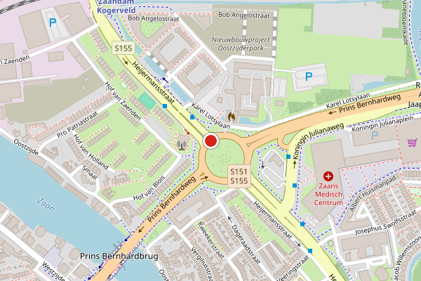 Brandweer-melding op Prins Bernhardplein, Zaandam op 7 augustus, kaart-overzicht