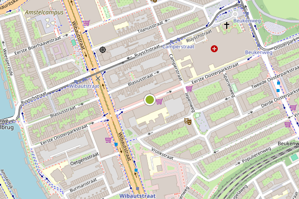 Ambulance-melding op Eerste Oosterparkstraat, Amsterdam op 7 augustus, kaart-overzicht