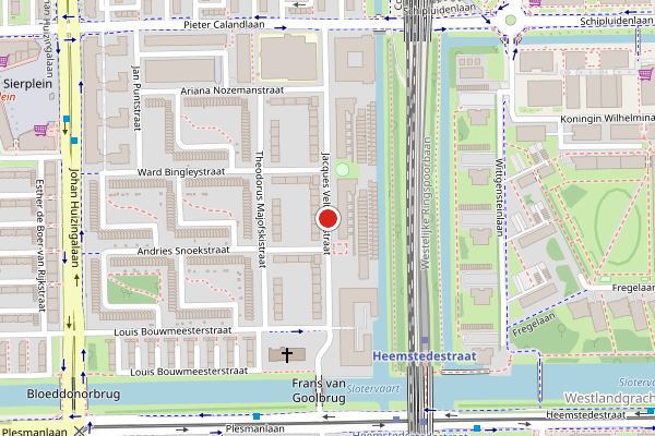 Brandweer-melding op Jacques Veltmanstraat, Amsterdam op 7 augustus, kaart-overzicht