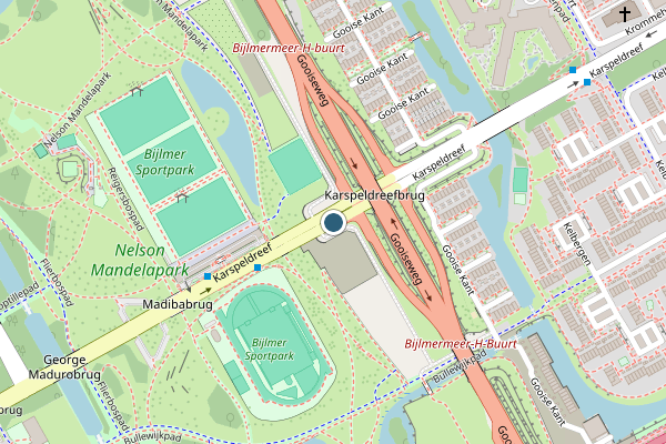 Politie-melding op Karspeldreef, Amsterdam op 22 mei, kaart-overzicht