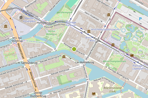 Ambulance-melding op Plantage Muidergracht, Amsterdam op 22 mei, kaart-overzicht