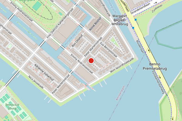 Brandweer-melding op Kees Schererhof, Amsterdam op 21 mei, kaart-overzicht