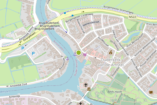 Ambulance-melding op Brugstraat, Ouderkerk aan de Amstel op 7 augustus, kaart-overzicht