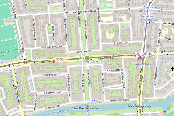 Ambulance-melding op Minervaplein, Amsterdam op 7 augustus, kaart-overzicht