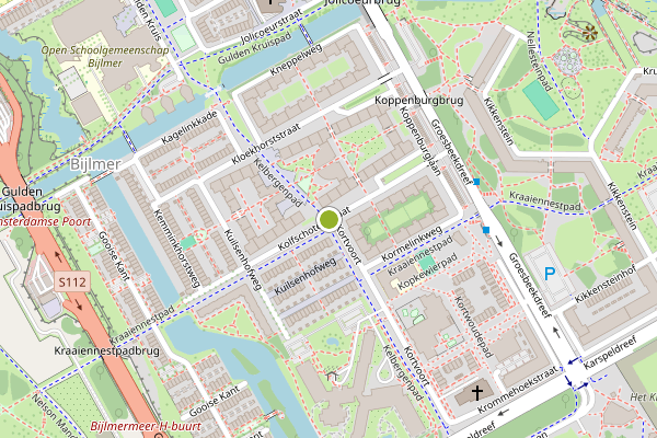 Ambulance-melding op Kolfschotenstraat, Amsterdam op 7 augustus, kaart-overzicht