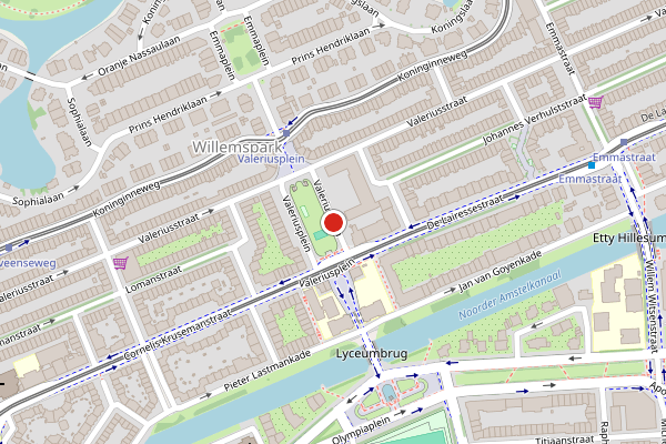 Brandweer-melding op Valeriusplein, Amsterdam op 7 augustus, kaart-overzicht