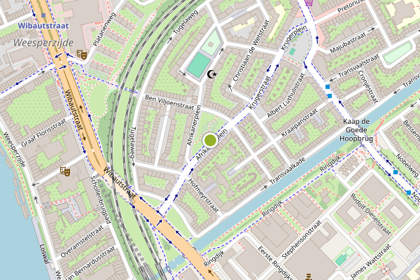 Ambulance-melding op Afrikanerplein, Amsterdam op 7 augustus, kaart-overzicht