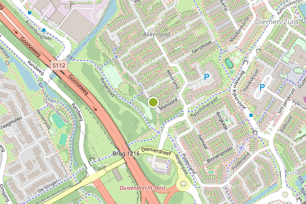 Ambulance-melding op Koolzaaderf, Diemen op 22 mei, kaart-overzicht