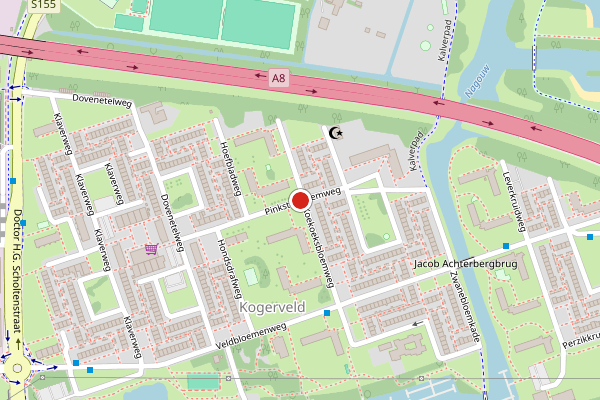 Brandweer-melding op Pinksterbloemweg, Zaandam op 23 mei, kaart-overzicht