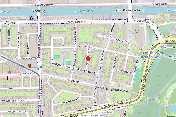 Brandweer-melding op Boeroestraat, Amsterdam op 24 mei, kaart-overzicht