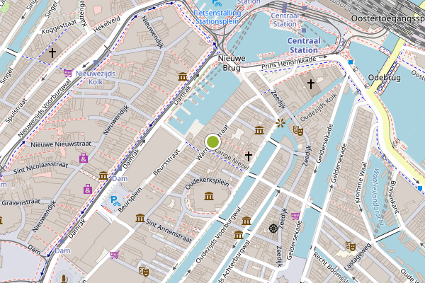 Ambulance-melding op Warmoesstraat, Amsterdam op 24 mei, kaart-overzicht