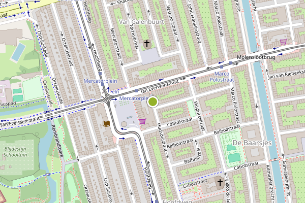 Ambulance-melding op Hudsonhof, Amsterdam op 24 mei, kaart-overzicht