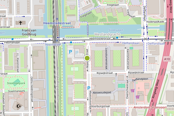 Ambulance-melding op Maassluisstraat, Amsterdam op 24 mei, kaart-overzicht
