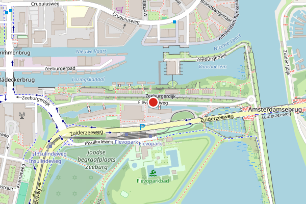 Brandweer-melding op Flevoparkweg, Amsterdam op 24 mei, kaart-overzicht
