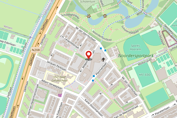 Brandweer-melding op Klooslaan, Haarlem op 26 april, kaart-overzicht