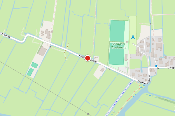 Brandweer-melding op Termietergouw, Amsterdam op 24 mei, kaart-overzicht