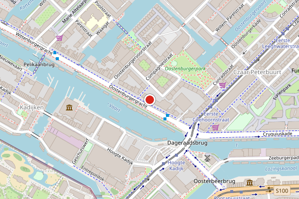 Brandweer-melding op Oostenburgergracht, Amsterdam op 24 mei, kaart-overzicht
